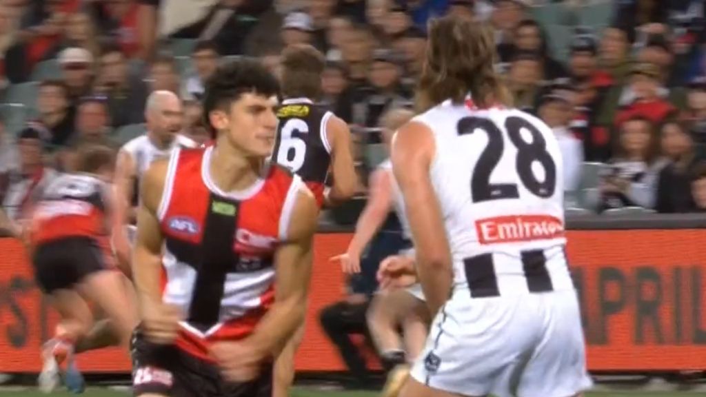 'Obviously upset' Collingwood star sprays St Kilda players after copping concussion in off-ball incident 