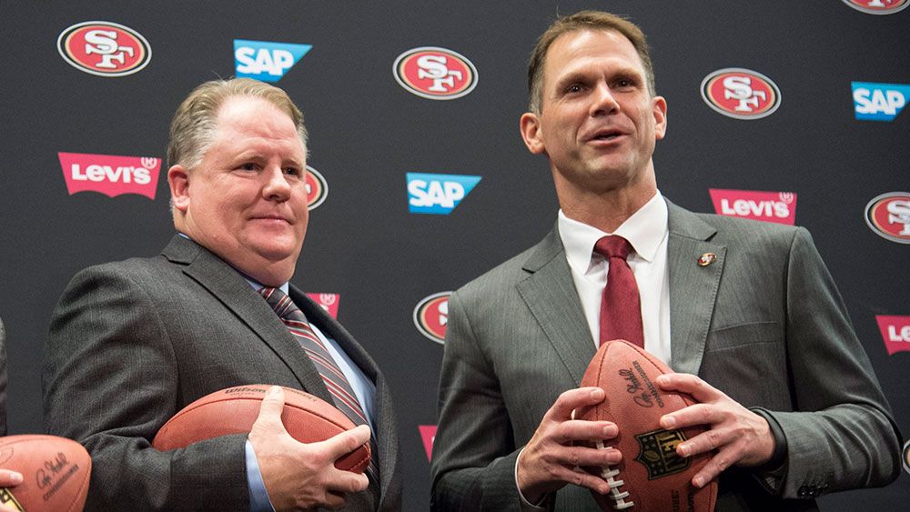 Chip Kelly and Trent Baalke. (AAP)