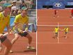 Aussies claim second set in tense doubles match