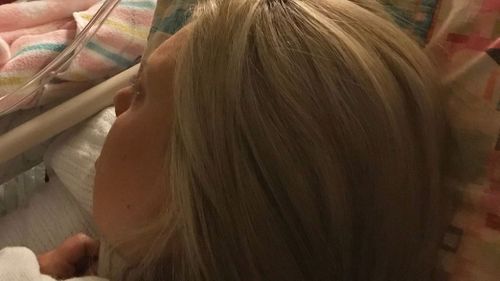 Nerida Rosenthal pictured in hospital after the birth of her daughter Mia, who was stillborn.