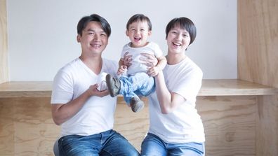 Joanna and her husband with baby Noah