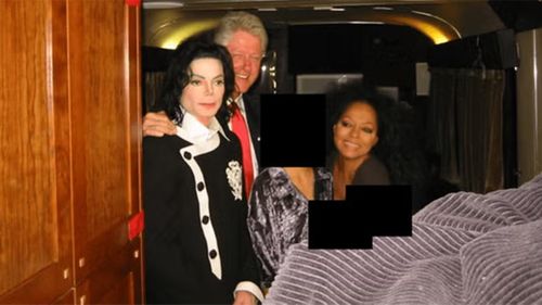 Michael Jackson, Bill Clinton and Diana Ross in a photo included in the Epstein files.