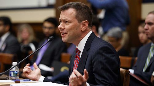 Peter Strzok testifying before Congress. (AAP)