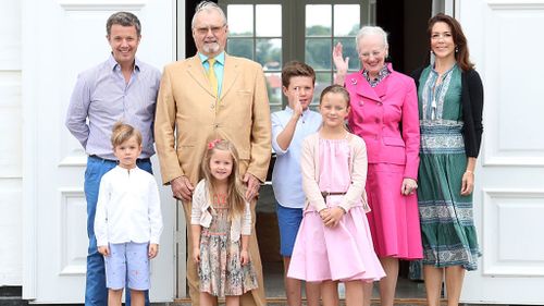 Prince Frederik and Princess Mary with their four children and Queen Margrethe and Prince Henrik. (Getty)