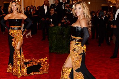 Beyonce keeps it classy in Givenchy by Riccardo Tisci on arrival for the Met Gala in NYC.