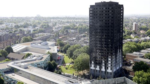 The Grenfell Tower a charred husk one day after fatal fire. (AFP)