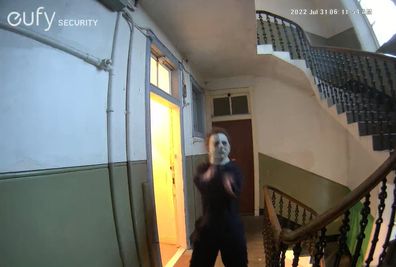 Neighbour harassing woman dancing in mask