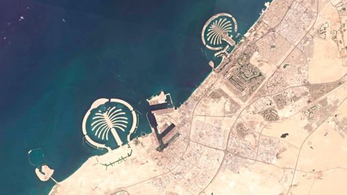 Dubai's manmade Palm developments, where huge mansions have been built, can be seen from space.