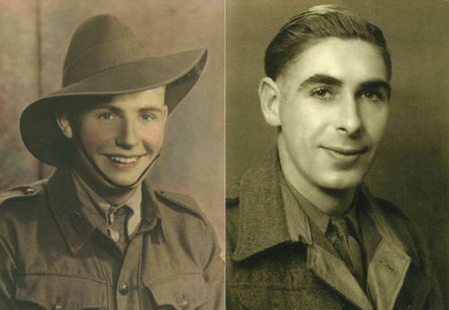 Lynn Berry's father Wal Beasley, left, and Margaret Knight's father Stan Knight, in their World War II photos.