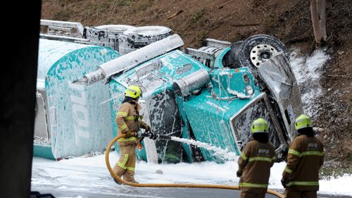 The petrol tanker was carrying about 60,000L of fuel. (9NEWS)