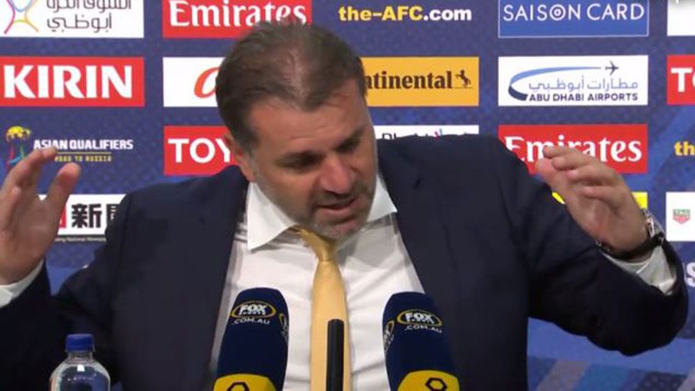 Coach Ange Postecoglou storms out of press conference after Socceroos result