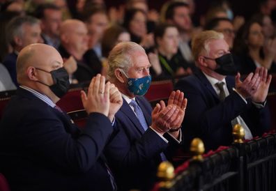 Prince Charles, Prince of Wales watches a short performance at the re-opening of the Grand Opera house, Belfast, on the second day of a two-day visit to Northern Ireland, on March 23, 2022 in Belfast, Northern Ireland. 