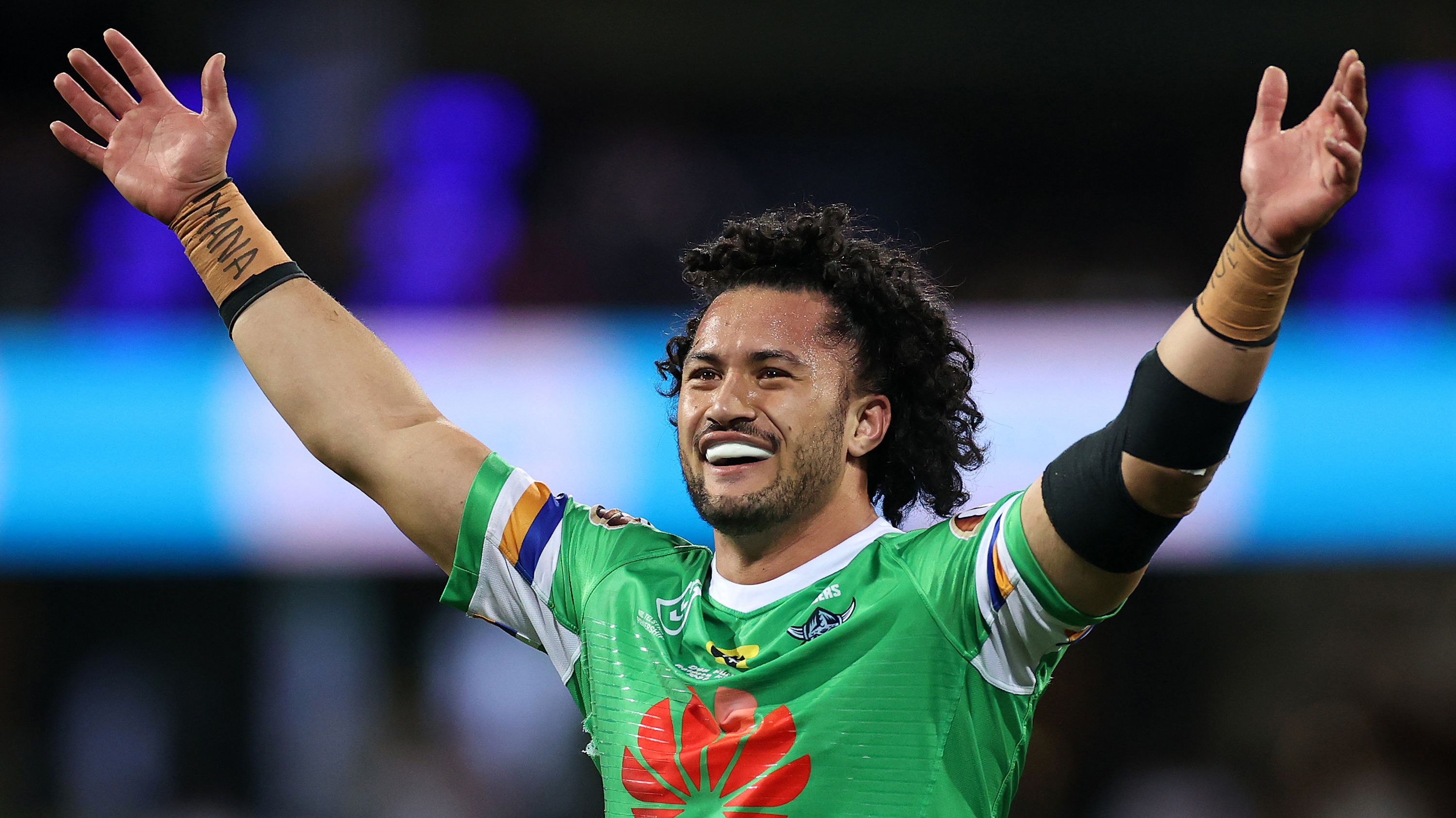 Corey Harawira-Naera during the NRL Semi Final match between the Sydney Roosters and the Canberra Raiders at Sydney Cricket Ground on October 09, 2020 in Sydney, Australia. (Photo by Cameron Spencer/Getty Images)