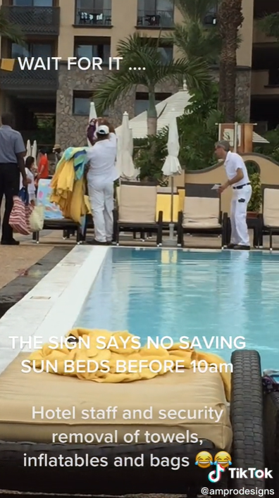 TikToker captures hotel staff removing belongings of 'selfish' holidaymakers.