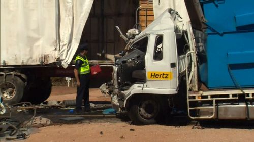 The truck driver's 58-year-old passenger is in a critical condition. (9NEWS)