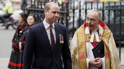 The Duke of Cambridge greeted by Dean of Westminster, John Hall ahead of the event. 