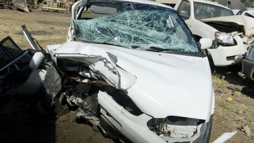The car that Carl Pistorius was driving when he had the fatal crash in 2008. (Getty Images)