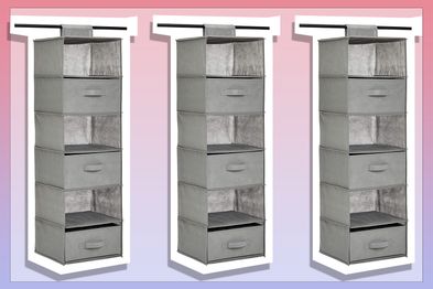 9PR: Amazon Basics 6-Tier Hanging Shelf Closet Storage Organizer with Removable Drawers