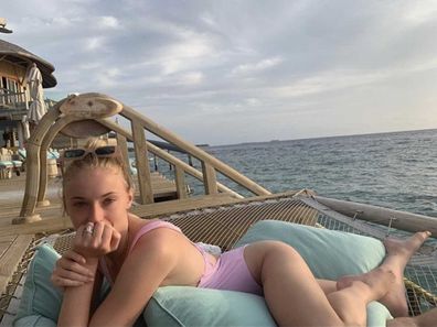 Sophie Turner on honeymoon at Soneva Fushi in the Maldives