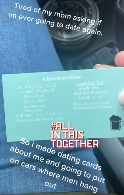 Woman hands out business cards to find love mother wants her to date again