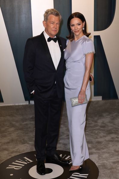 Katharine McPhee and David Foster attend the 2020 Vanity Fair Oscar Party in 2020.