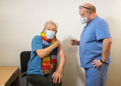 Ian McKellen, 81, received his first dose of the Covid-19 vaccine.