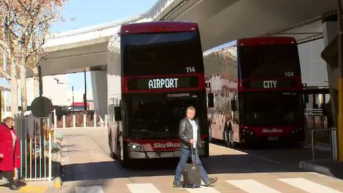 The SkyBus could be complemented by a rail link if the government's proposed rail link is realised. Picture: 9NEWS