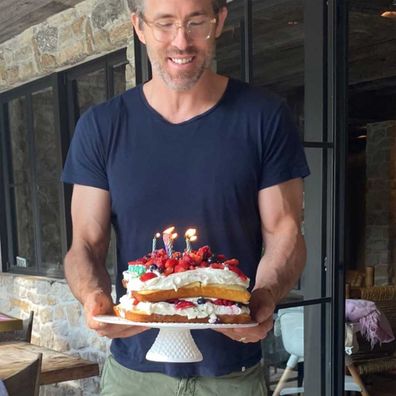 Ryan Reynolds gifts Blake Lively with a birthday cake.
