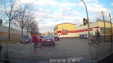 Teen on scooter survives near miss