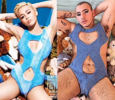<p>"How fierce is my new towel bathing suit? @mileycyrus"</p>