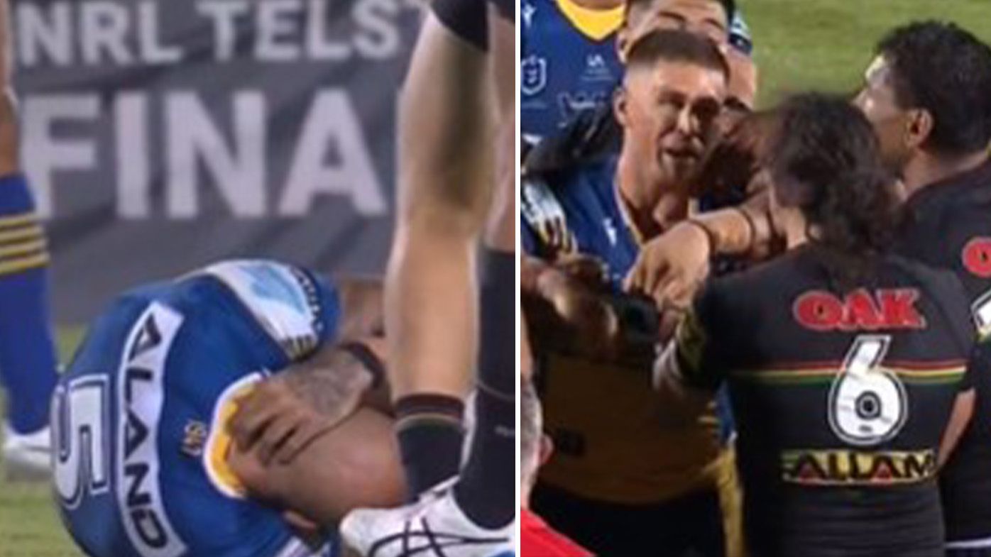 'It's a bad look': Veteran Eels winger Blake Ferguson accused of milking a penalty as all-in scuffle erupts