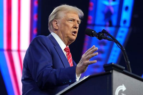 President-elect Donald Trump is seen here at AmericaFest on December 22 in Phoenix. Trump's speech largely echoed the rhetoric he used on the campaign trail.