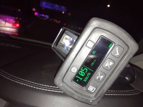 The teenager was stopped after being detected driving at 105km/h in an 80km/h zone.