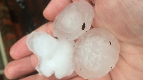 Hailstones in Templestowe. (Corey Bakes/Supplied)