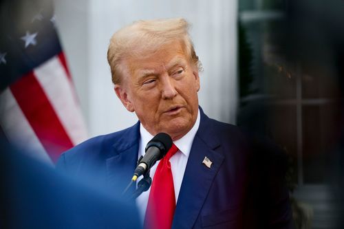 Former President Donald Trump speaks during a news conference at Trump National Golf Club in Bedminster, New Jersey, on Thursday, August 15.