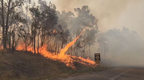 A﻿n emergency warning has been issued for residents in the New South Wales town of Curraweela as a grass fire burns out of control.