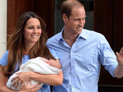 Kate Middleton Prince William Prince George leaving the lindo wing