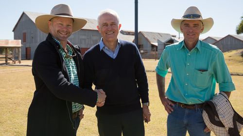 Meanwhile, the Prime Minister centred his focus on drought-stricken Queensland. Picture: AAP.