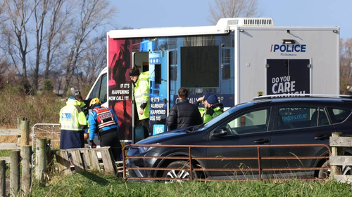 Police set up a base by the Halswell River on Wednesday.