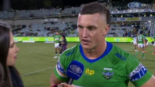 Raiders captain Jack Wighton speaks to Channel 9 after the loss.