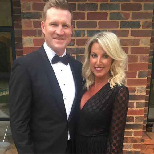 Collingwood coach Nathan Buckley and wife Tania.