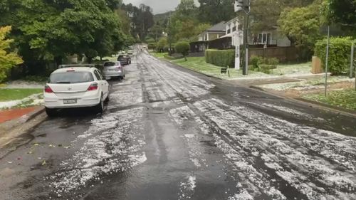 Hail fell in parts of NSW when a severe storm rolled through.