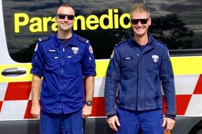 NSW Ambulance paramedics Jimmy Connors and Tim Morgan.