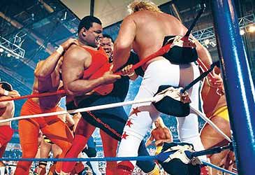 WrestleMania II's battle royal included athletes from which other competition?