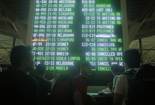 Qantas, Jetstar and Virgin all had flights cancelled to and from Australia to Indonesia, as well as Air Asia which was also affected. Picture: AAP.
