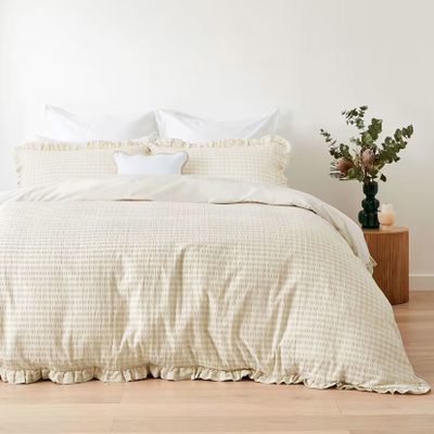 Gingham Ruffle Cotton Quilt Cover Set: $35 to $60