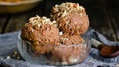 Vegan chocolate and almond ice cream