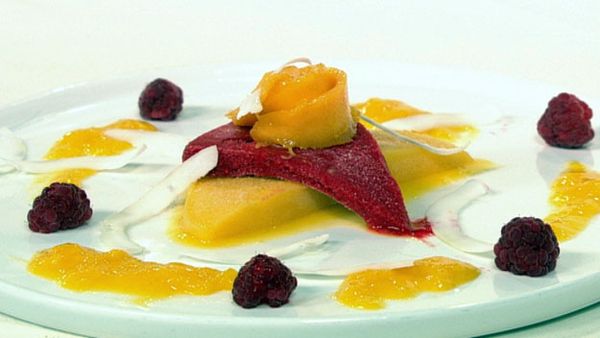 Mango and raspberry sorbet