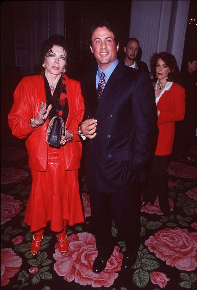 Sylvester Stallone & Jackie Stallone  at the 57th Annual Hollywood Women's Press Club Golden Apple Awards in 1997.