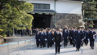 A gathering at the imperial palace to celebrate Japanese Emperor Akihito's birthday in Tokyo Japan on December 23, 2016. 